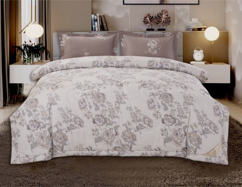 Комплект постельного белья с одеялом Ноэми (капучино/крем), 1.5 спальный