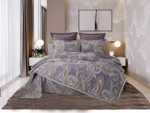 Комплект постельного белья с одеялом Мелаццо (аметист лаванда) Cotton, полуторный
