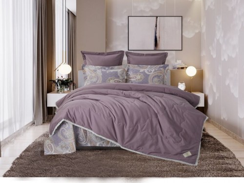 Комплект постельного белья с одеялом Мелаццо (аметист лаванда) Cotton, семейный Казанова