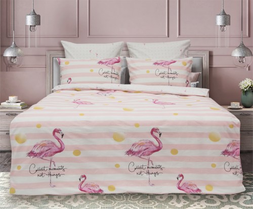 Комплект постельного белья Солнечный Фламинго, евро Казанова