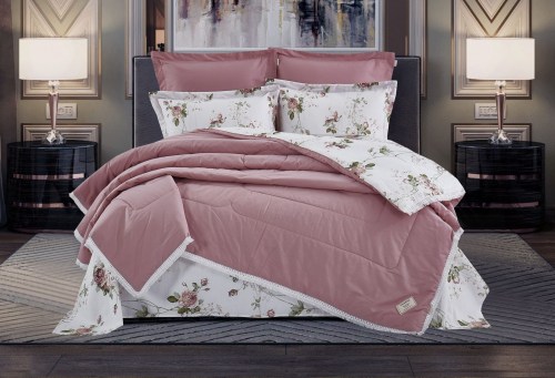 Комплект постельного белья с одеялом Пенелопа (старо-розовый) Cotton, Евро Казанова