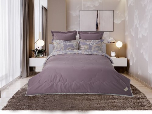 Комплект постельного белья с одеялом Мелаццо (аметист лаванда) Cotton, евро
