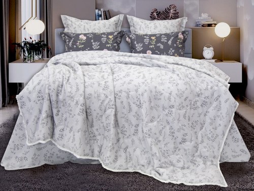 Комплект постельного белья с одеялом Азиза (графит/серебро) Print Cotton, евро