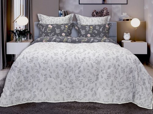 Комплект постельного белья с одеялом Азиза (графит/серебро) Print Cotton, евро