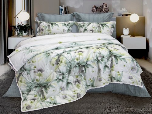Комплект постельного белья с одеялом Оливия (олива) Print Cotton, евро Казанова