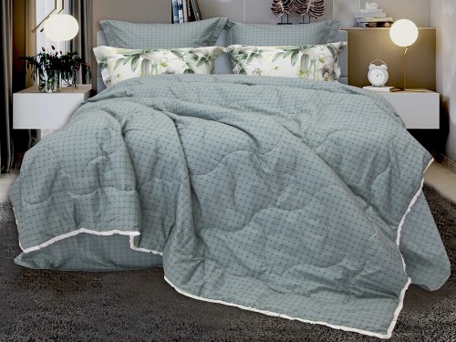 Комплект постельного белья с одеялом Оливия (олива) Print Cotton, евро