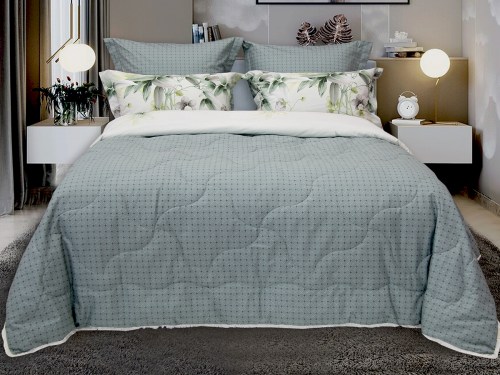 Комплект постельного белья с одеялом Оливия (олива) Print Cotton, евро