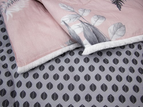 Комплект постельного белья с одеялом Ванга (пудра/графит) Print Cotton, евро