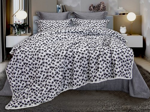 Комплект постельного белья с одеялом Ирбис (графит/серебро) Print Cotton, евро Казанова