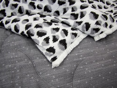 Комплект постельного белья с одеялом Ирбис (графит/серебро) Print Cotton, евро
