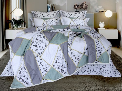 Комплект постельного белья с одеялом Лазар (мрамор) Print Cotton, евро Казанова