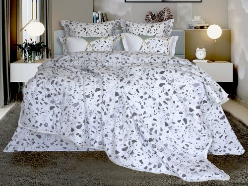 Комплект постельного белья с одеялом Лазар (мрамор) Print Cotton, евро
