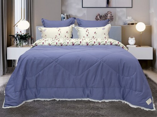 Комплект постельного белья с одеялом Монефик (крем деним) Cotton, евро