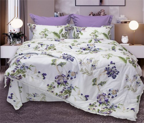 Комплект постельного белья с одеялом Миранда (лаванда жемчуг) Cotton, евро