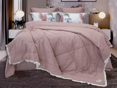 Комплект постельного белья с одеялом Бали (жемчуг пудра) Cotton, евро Казанова