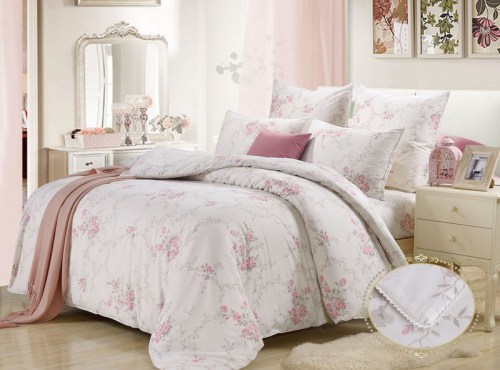 Комплекты постельного белья Латиано (бело-розовый) 1.5 спальный