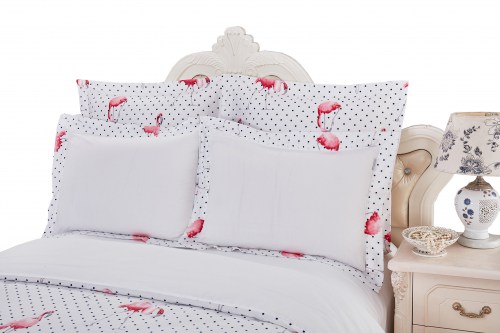 Комплекты постельного белья Розовый Фламинго (молоко) 1.5 спальный