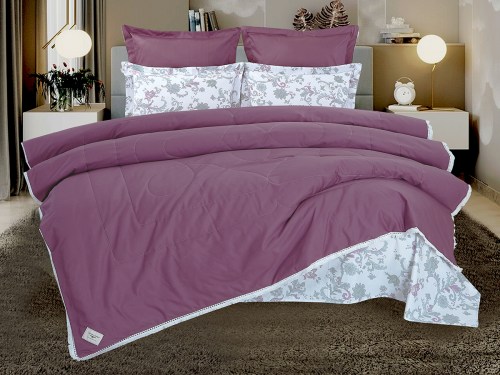 Комплект постельного белья с одеялом Туари (винный) Cotton, 1.5 спальный Казанова