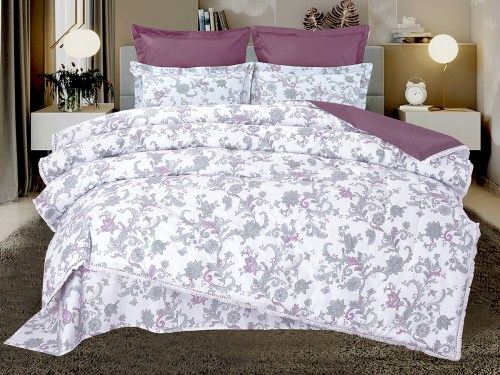 Комплект постельного белья с одеялом Туари (винный) Cotton, 1.5 спальный