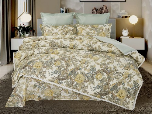 Комплект постельного белья с одеялом Орсэ (мятный жемчуг) Cotton, семейный