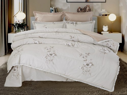 Комплект постельного белья с одеялом Фелиция (бежевый) Cotton, евро